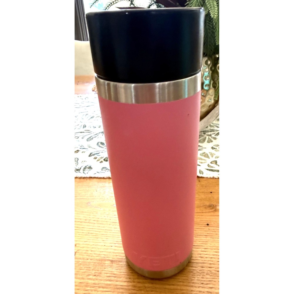 YETI Rambler 18 oz Tumbler Pink Stainless Steel Insulated w/ Black YETI Lid Used